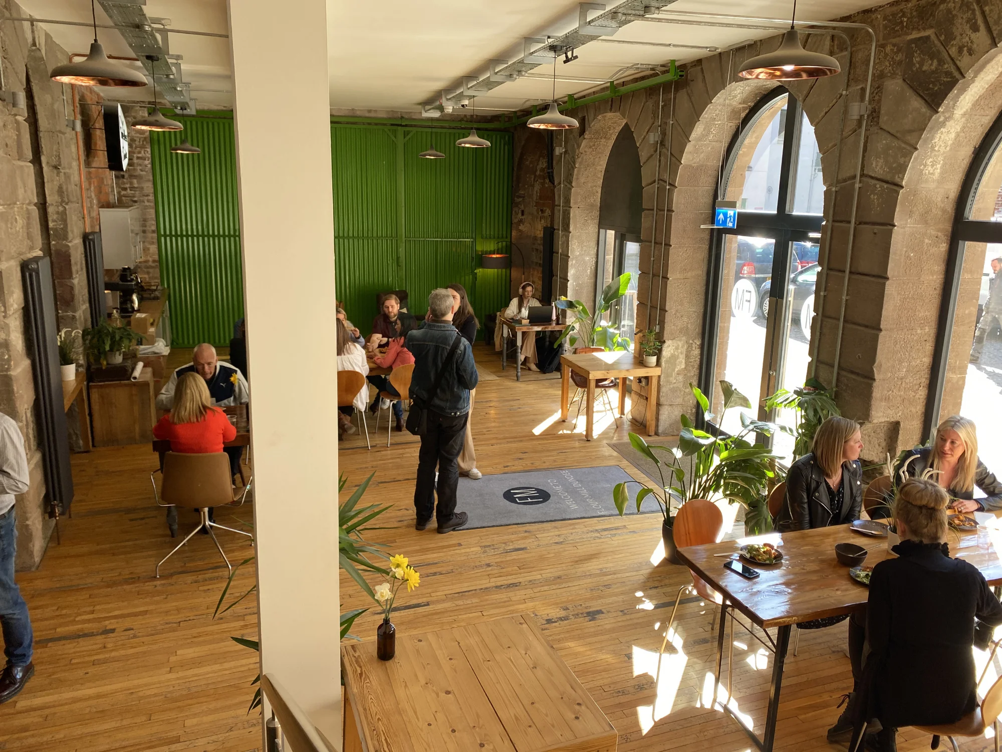 Members working in the business lounge